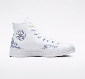 Converse Chuck 70 Stitched Vysoké Tenisky Biele Indigo | CV-317RAQ