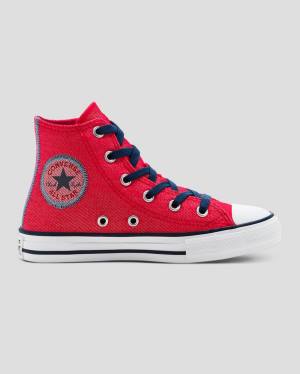 Converse Chuck Taylor All Star Denim Reverse Twill Vysoké Tenisky Červené | CV-684DPY