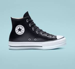 Converse Chuck Taylor All Star Platforme Clean Kozene Vysoké Tenisky Čierne Biele | CV-347MUN