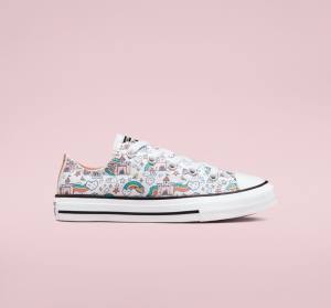 Converse Chuck Taylor All Star Rainbow Castles Nízke Tenisky Biele Ruzove Tyrkysové | CV-958EKR