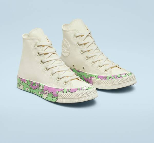 Converse Chuck 70 Crafted Florals Vysoké Tenisky Ruzove Svetlo Zelene | CV-052DEN