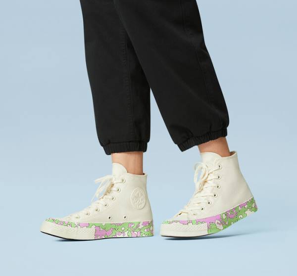 Converse Chuck 70 Crafted Florals Vysoké Tenisky Ruzove Svetlo Zelene | CV-052DEN