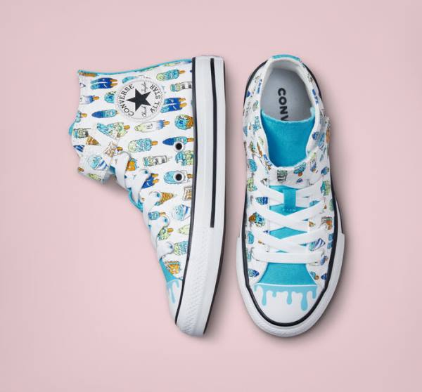 Converse Chuck Taylor All Star Easy-On Frozen Treats Vysoké Tenisky Biele Modre Svetlo Zelene | CV-027XDJ