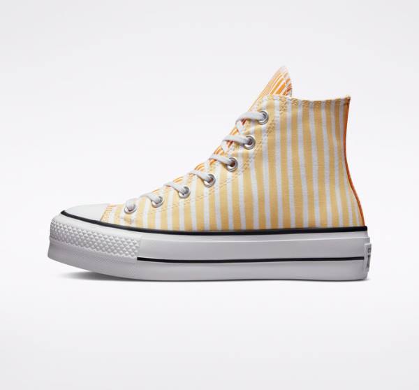 Converse Chuck Taylor All Star Lift Platforme Stripes Vysoké Tenisky Biele Mango Tmavo Žlté | CV-132JAZ