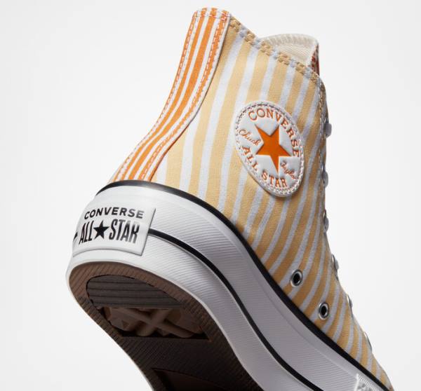 Converse Chuck Taylor All Star Lift Platforme Stripes Vysoké Tenisky Biele Mango Tmavo Žlté | CV-132JAZ