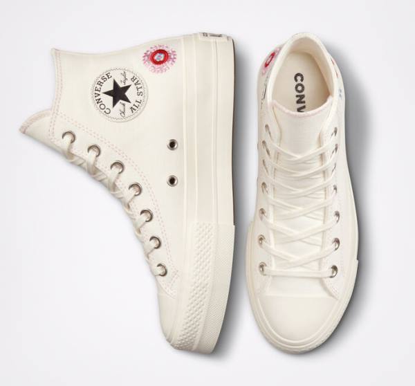 Converse Chuck Taylor All Star Lift Platforme Floral Embroidery Vysoké Tenisky Čierne Ruzove | CV-240ADE