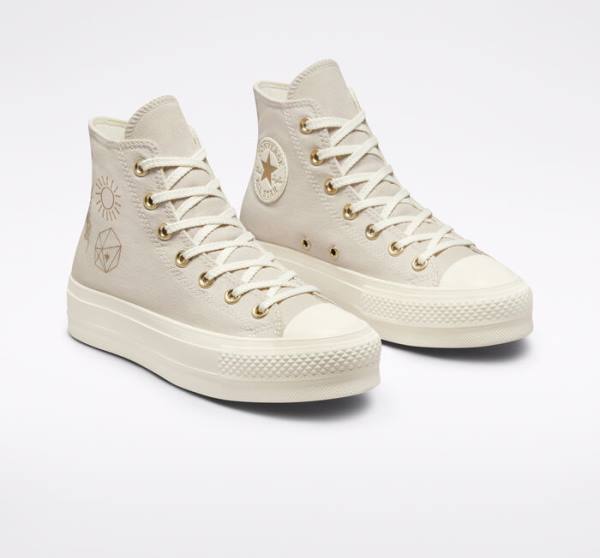 Converse Chuck Taylor All Star Lift Platforme Golden Elements Vysoké Tenisky Hnede Svetlo Zlate | CV-241ARE