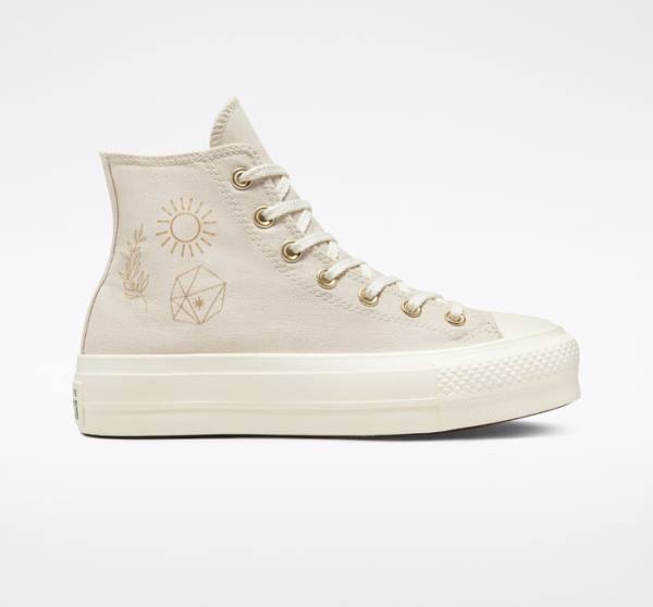 Converse Chuck Taylor All Star Lift Platforme Golden Elements Vysoké Tenisky Hnede Svetlo Zlate | CV-241ARE