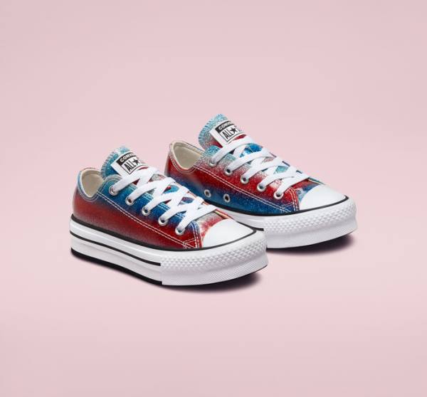 Converse Chuck Taylor All Star Lift Platforme Glitter Drip Nízke Tenisky Modre Biele Červené | CV-360REU