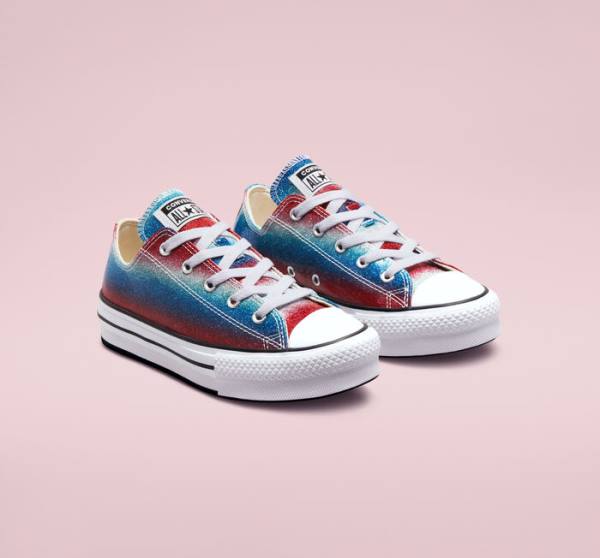 Converse Chuck Taylor All Star Lift Platforme Glitter Drip Nízke Tenisky Modre Biele Červené | CV-492WPQ