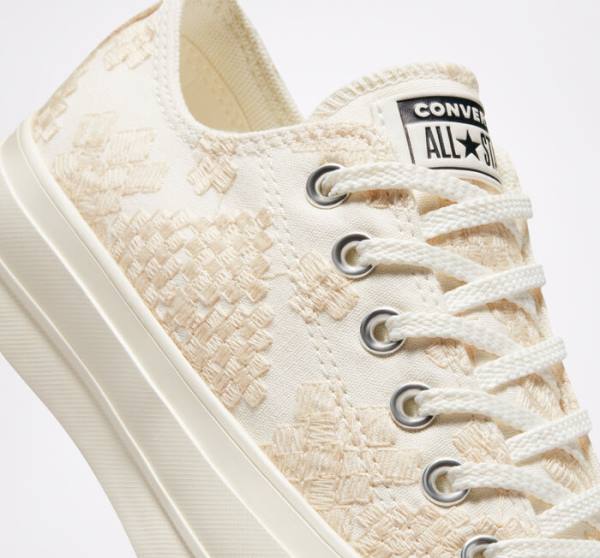 Converse Chuck Taylor All Star Lift Platforme Tonal Embroidery Nízke Tenisky Biele | CV-531ZIY