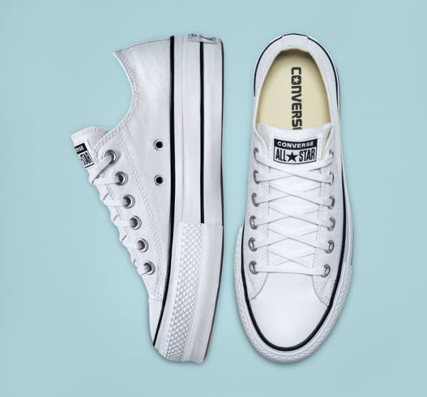 Converse Chuck Taylor All Star Lift Platforme Platene Nízke Tenisky Biele Čierne Biele | CV-832VSD