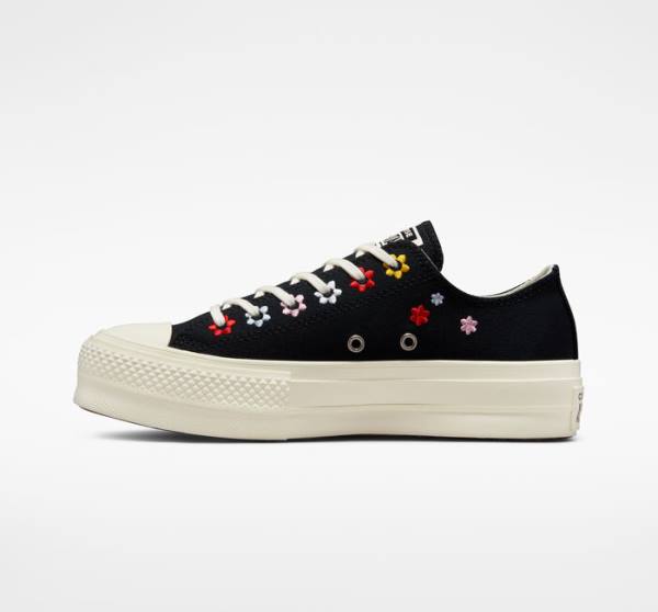 Converse Chuck Taylor All Star Lift Platforme Floral Embroidery Nízke Tenisky Čierne Viacfarebný | CV-902NPB