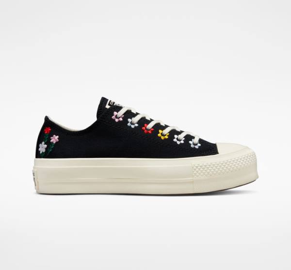 Converse Chuck Taylor All Star Lift Platforme Floral Embroidery Nízke Tenisky Čierne Viacfarebný | CV-902NPB