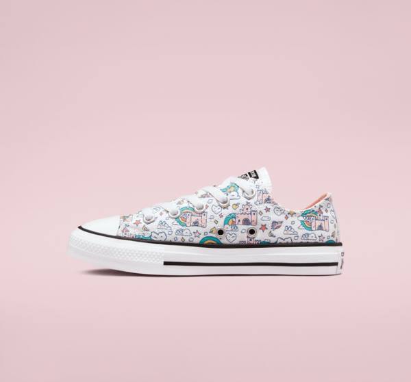 Converse Chuck Taylor All Star Rainbow Castles Nízke Tenisky Biele Ruzove Tyrkysové | CV-324TSP