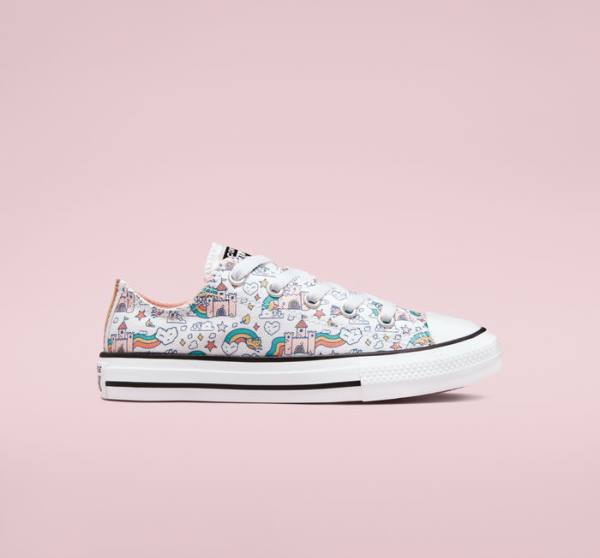 Converse Chuck Taylor All Star Rainbow Castles Nízke Tenisky Biele Ruzove Tyrkysové | CV-324TSP