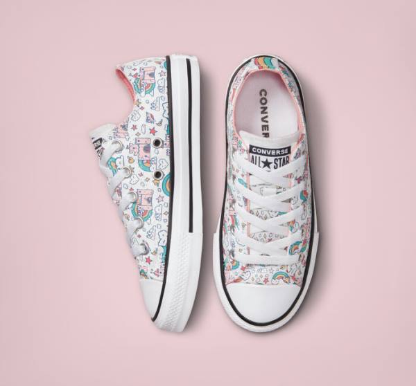 Converse Chuck Taylor All Star Rainbow Castles Nízke Tenisky Biele Ruzove Tyrkysové | CV-958EKR