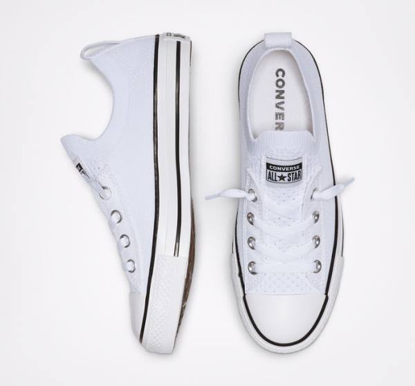 Converse Chuck Taylor All Star Shoreline Knit Slip Nízke Tenisky Biele Čierne Biele | CV-639YIS