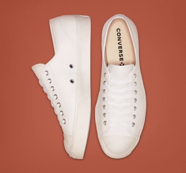 Converse Jack Purcell Kozene Nízke Tenisky Biele Biele Biele | CV-146XDO