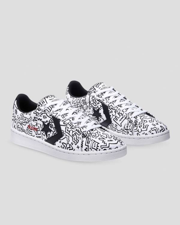 Converse Keith Haring Pro Kozene Nízke Tenisky Biele Čierne Červené | CV-059KQH