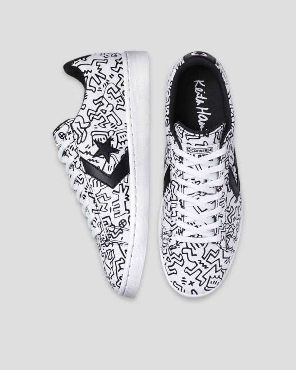 Converse Keith Haring Pro Kozene Nízke Tenisky Biele Čierne Červené | CV-059KQH