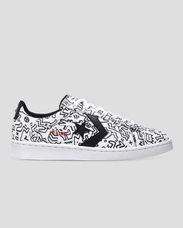 Converse Keith Haring Pro Kozene Nízke Tenisky Biele Čierne Červené | CV-059KQH