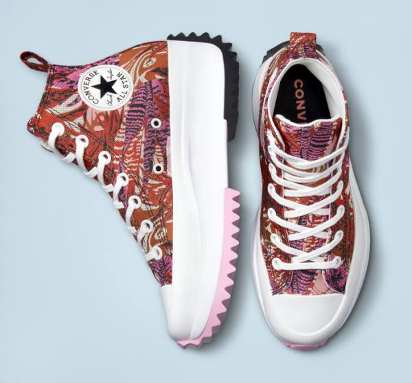 Converse Run Star Hike Platforme Tropical Florals Vysoké Tenisky Oranžové Čierne Biele | CV-714QAJ