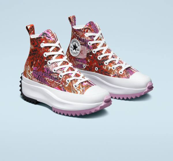 Converse Run Star Hike Platforme Tropical Florals Vysoké Tenisky Oranžové Čierne Biele | CV-714QAJ