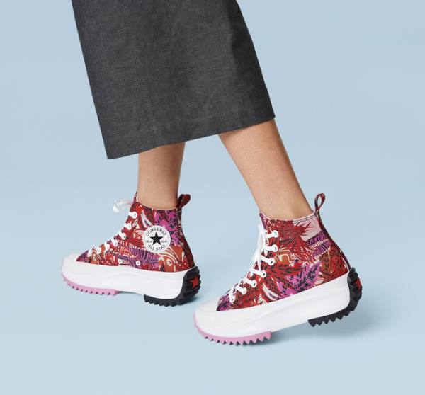 Converse Run Star Hike Platforme Tropical Florals Vysoké Tenisky Oranžové Čierne Biele | CV-714QAJ